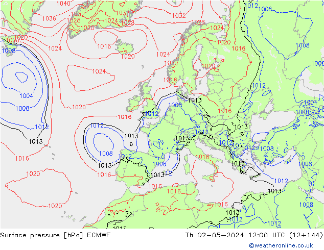 Pressione al suolo ECMWF gio 02.05.2024 12 UTC