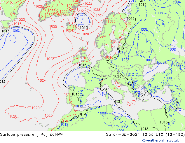 ciśnienie ECMWF so. 04.05.2024 12 UTC