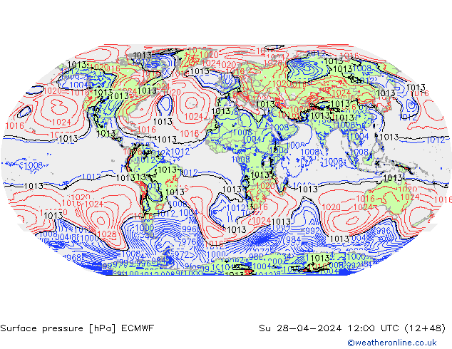Bodendruck ECMWF So 28.04.2024 12 UTC
