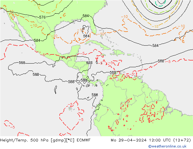 Height/Temp. 500 hPa ECMWF Mo 29.04.2024 12 UTC