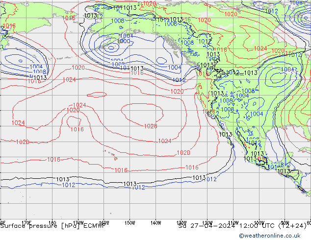 приземное давление ECMWF сб 27.04.2024 12 UTC