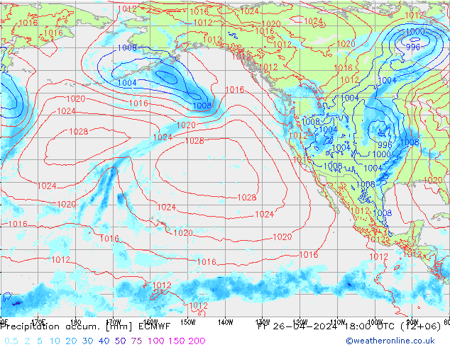 Toplam Yağış ECMWF Cu 26.04.2024 18 UTC