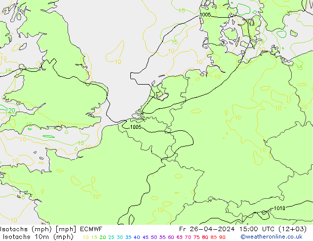 Isotachs (mph) ECMWF Pá 26.04.2024 15 UTC