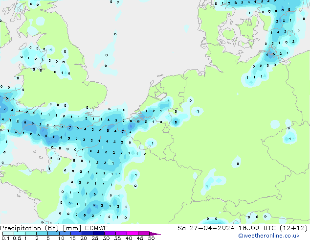 Z500/Rain (+SLP)/Z850 ECMWF сб 27.04.2024 00 UTC