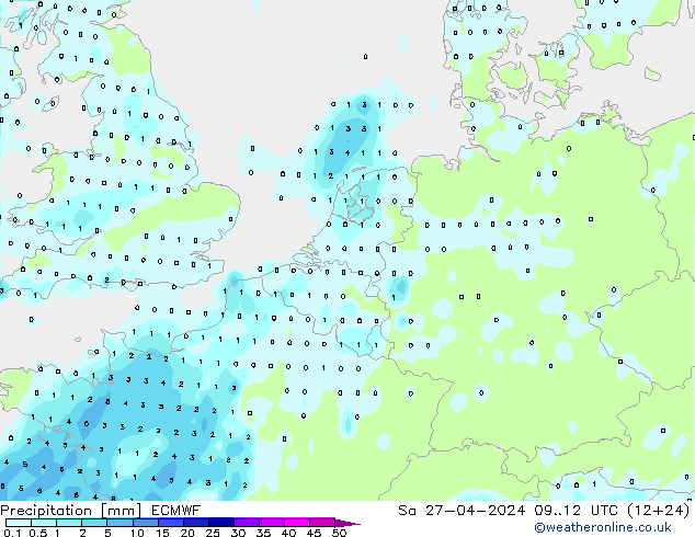 Precipitation ECMWF Sa 27.04.2024 12 UTC