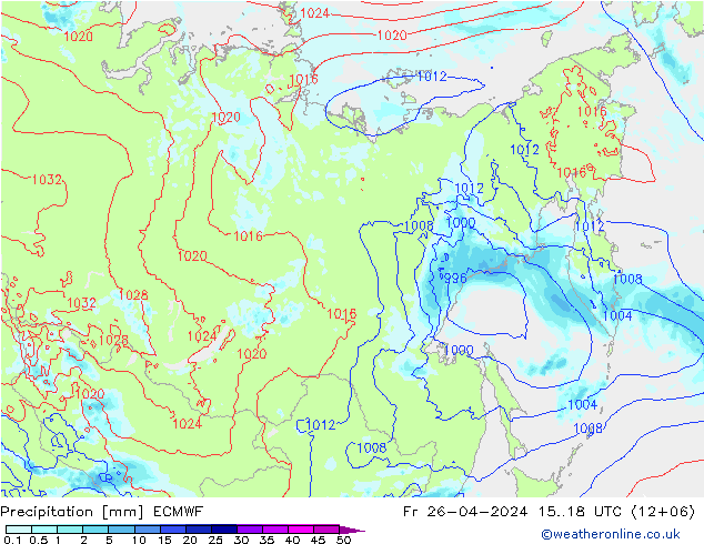 Neerslag ECMWF vr 26.04.2024 18 UTC