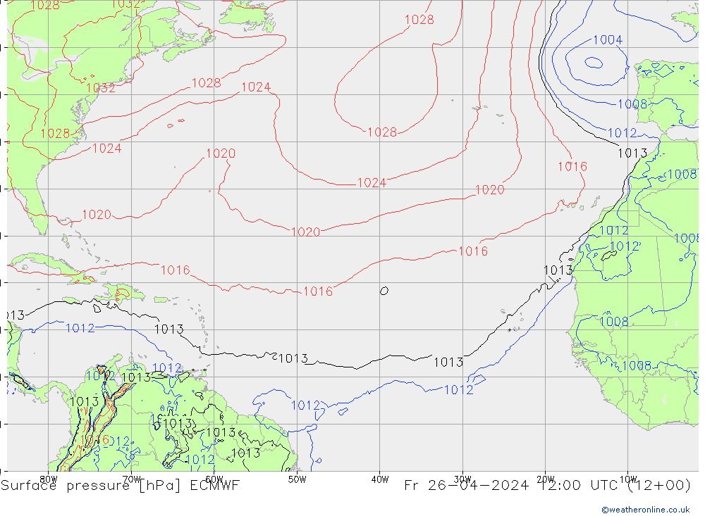 приземное давление ECMWF пт 26.04.2024 12 UTC