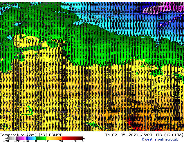Temperature (2m) ECMWF Th 02.05.2024 06 UTC