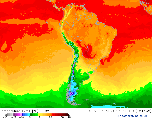 Temperature (2m) ECMWF Th 02.05.2024 06 UTC
