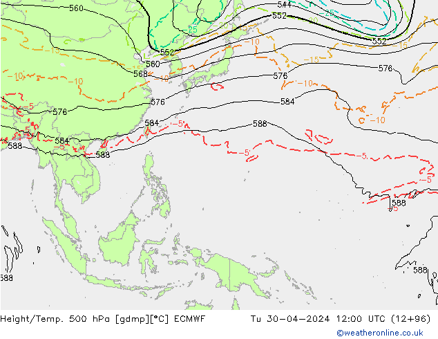 Geop./Temp. 500 hPa ECMWF mar 30.04.2024 12 UTC