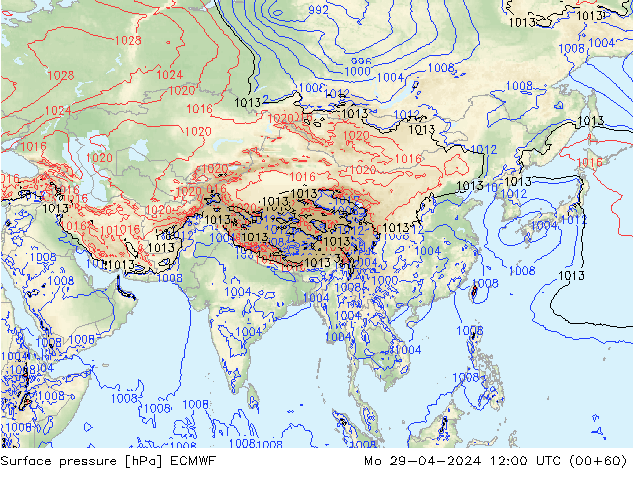 ciśnienie ECMWF pon. 29.04.2024 12 UTC