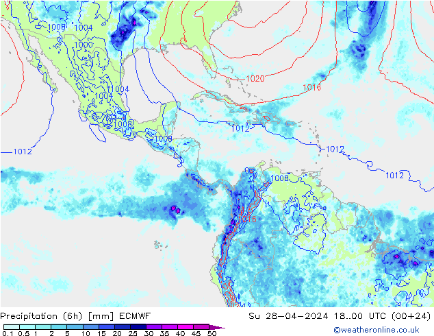 Z500/Yağmur (+YB)/Z850 ECMWF Paz 28.04.2024 00 UTC