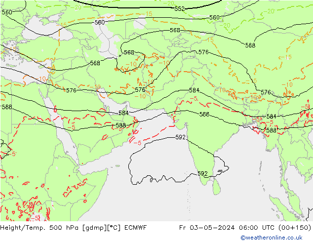 Yükseklik/Sıc. 500 hPa ECMWF Cu 03.05.2024 06 UTC