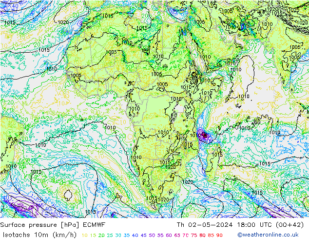 Isotachen (km/h) ECMWF Do 02.05.2024 18 UTC