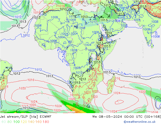 Polarjet/Bodendruck ECMWF Mi 08.05.2024 00 UTC