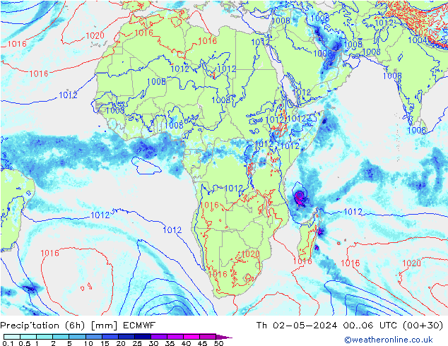 Z500/Rain (+SLP)/Z850 ECMWF Th 02.05.2024 06 UTC