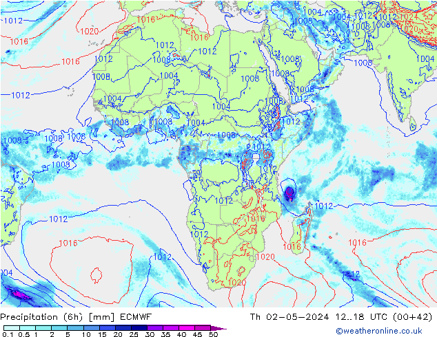 Z500/Yağmur (+YB)/Z850 ECMWF Per 02.05.2024 18 UTC