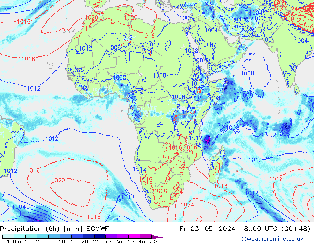 Z500/Rain (+SLP)/Z850 ECMWF Sex 03.05.2024 00 UTC