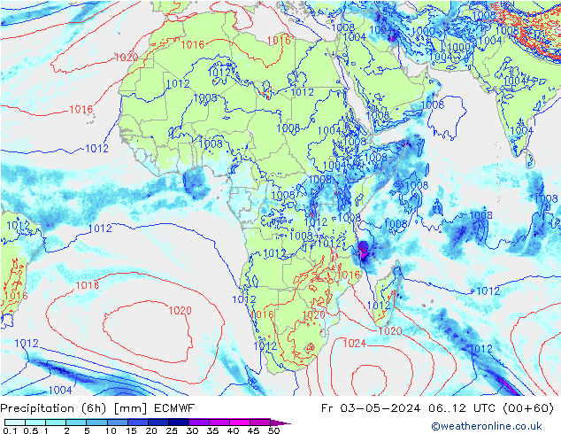 Z500/Rain (+SLP)/Z850 ECMWF ven 03.05.2024 12 UTC