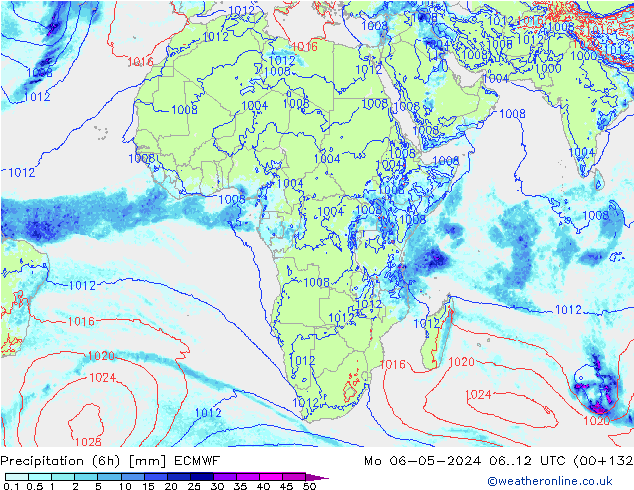 Precipitación (6h) ECMWF lun 06.05.2024 12 UTC