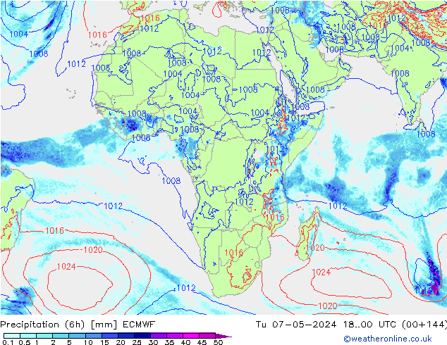 Z500/Regen(+SLP)/Z850 ECMWF di 07.05.2024 00 UTC