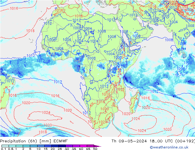Z500/Rain (+SLP)/Z850 ECMWF чт 09.05.2024 00 UTC
