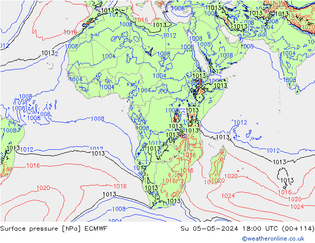 Surface pressure ECMWF Su 05.05.2024 18 UTC