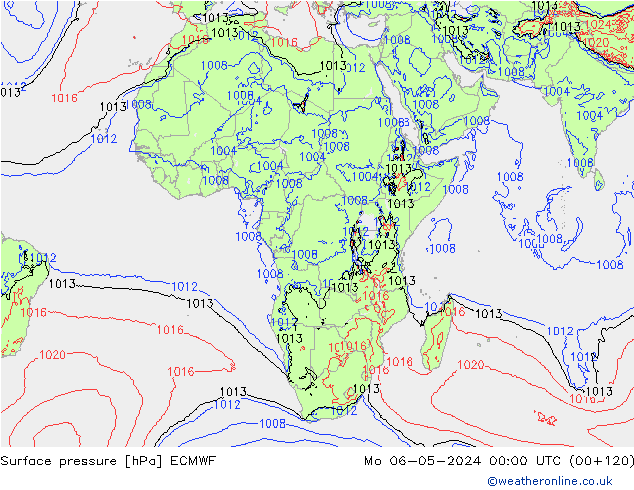 Pressione al suolo ECMWF lun 06.05.2024 00 UTC