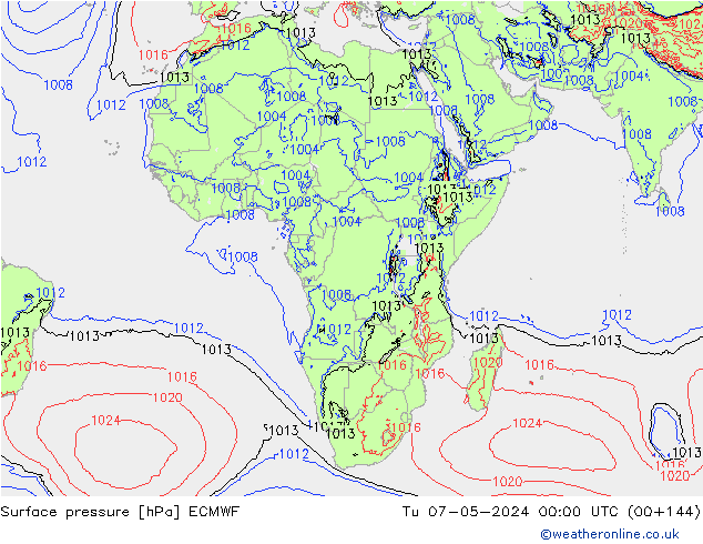 Luchtdruk (Grond) ECMWF di 07.05.2024 00 UTC