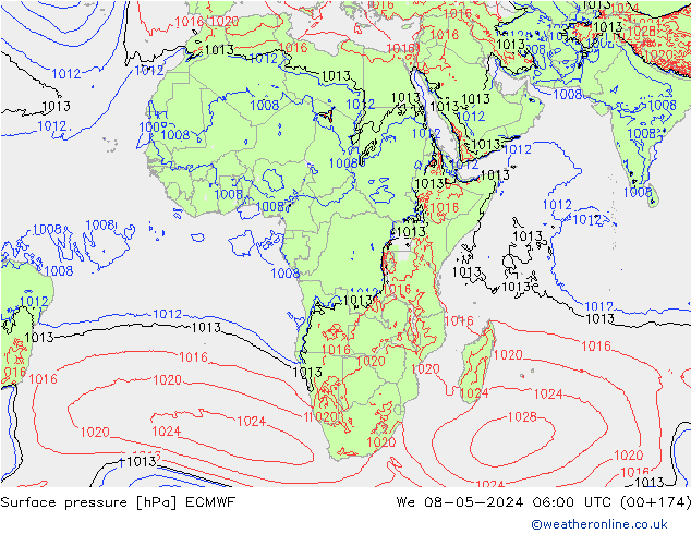 Bodendruck ECMWF Mi 08.05.2024 06 UTC