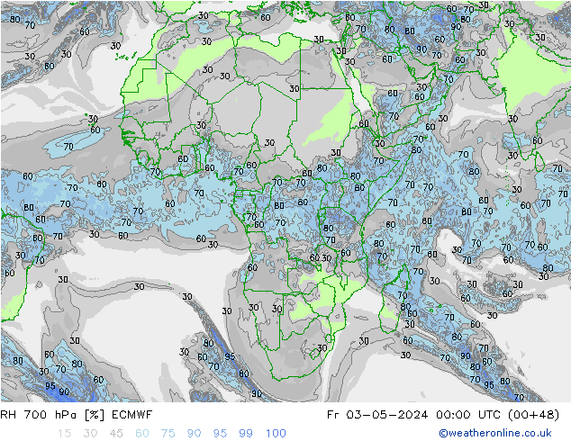 RH 700 hPa ECMWF  03.05.2024 00 UTC