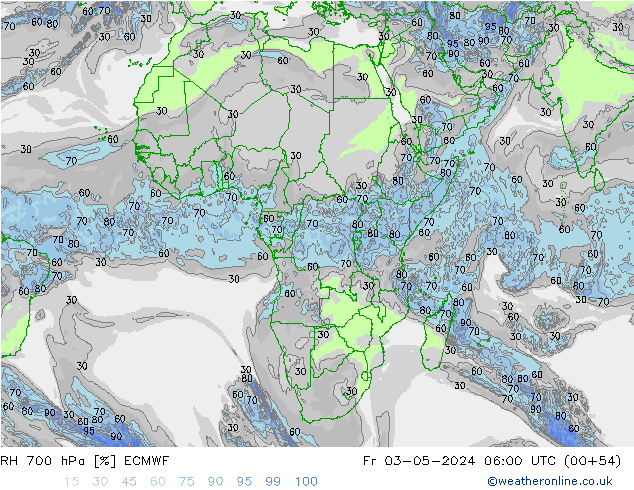 Humidité rel. 700 hPa ECMWF ven 03.05.2024 06 UTC