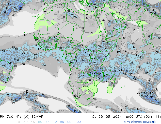 RH 700 hPa ECMWF Su 05.05.2024 18 UTC