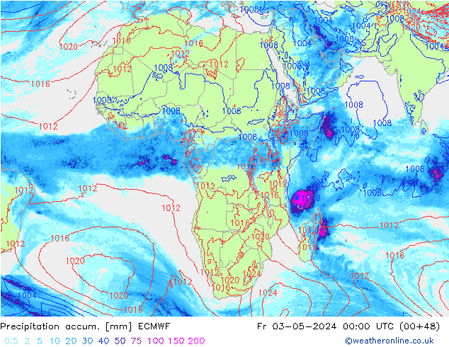 Precipitation accum. ECMWF  03.05.2024 00 UTC