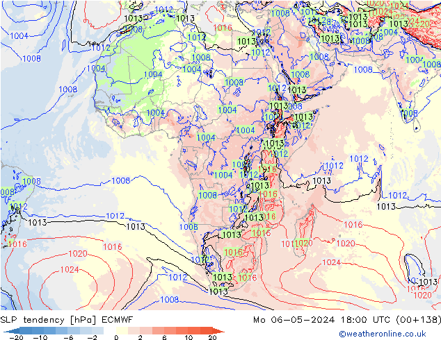 Tendenza di Pressione ECMWF lun 06.05.2024 18 UTC