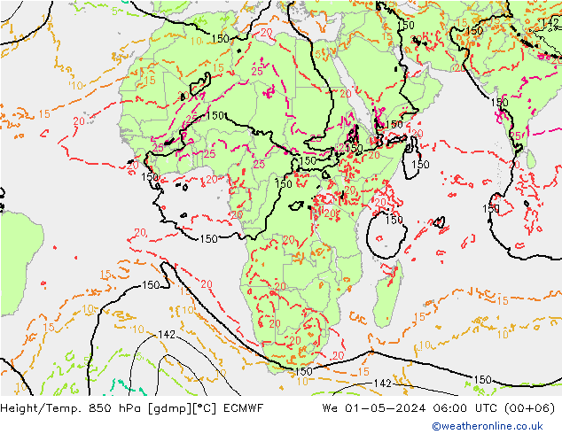 Z500/Rain (+SLP)/Z850 ECMWF Mi 01.05.2024 06 UTC