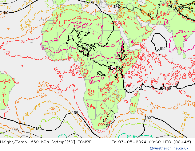 Height/Temp. 850 hPa ECMWF  03.05.2024 00 UTC