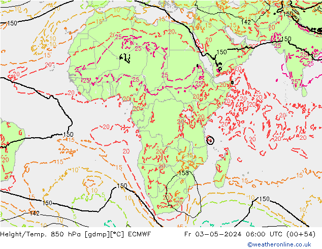 Z500/Yağmur (+YB)/Z850 ECMWF Cu 03.05.2024 06 UTC