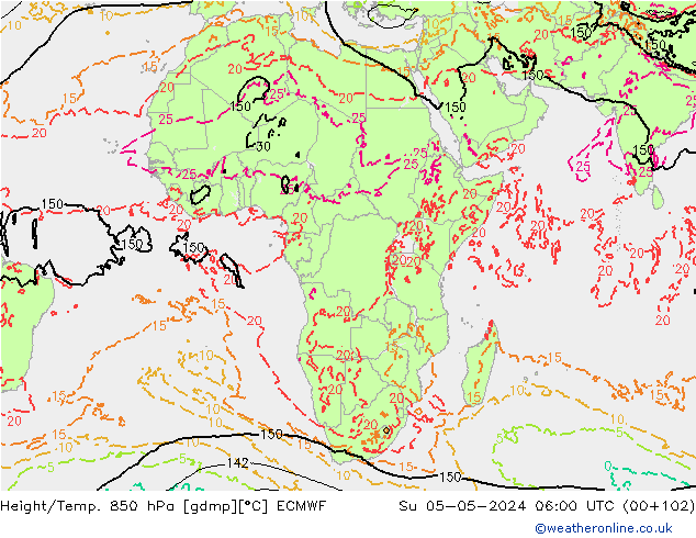 Z500/Rain (+SLP)/Z850 ECMWF  05.05.2024 06 UTC