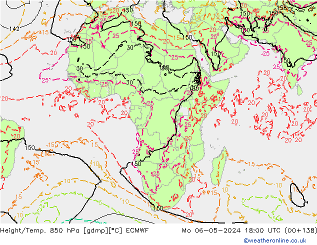 Z500/Rain (+SLP)/Z850 ECMWF Mo 06.05.2024 18 UTC