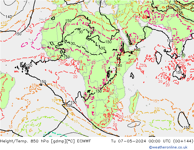 Z500/Regen(+SLP)/Z850 ECMWF di 07.05.2024 00 UTC