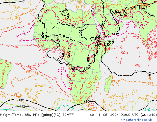 Z500/Regen(+SLP)/Z850 ECMWF za 11.05.2024 00 UTC