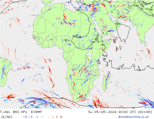 T-Adv. 850 hPa ECMWF Dom 05.05.2024 00 UTC