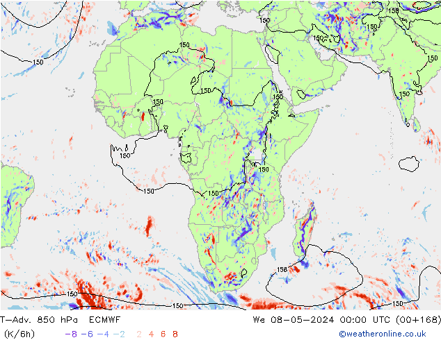 T-Adv. 850 hPa ECMWF We 08.05.2024 00 UTC