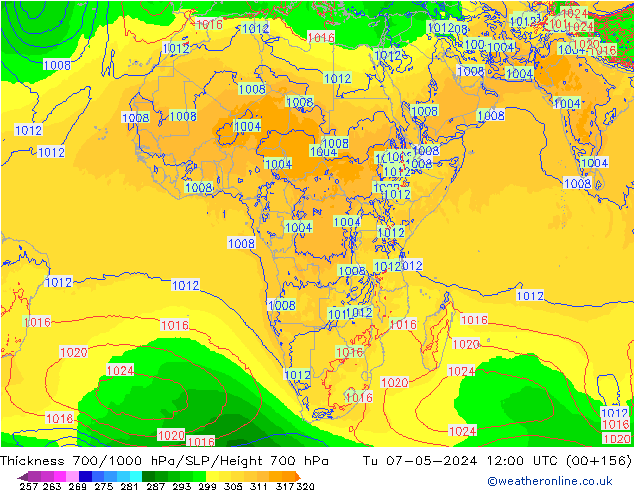 Thck 700-1000 hPa ECMWF  07.05.2024 12 UTC