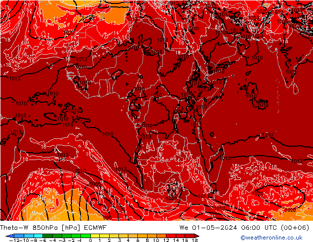 Theta-W 850hPa ECMWF We 01.05.2024 06 UTC