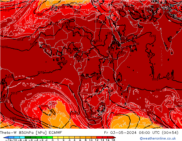 Theta-W 850hPa ECMWF Fr 03.05.2024 06 UTC