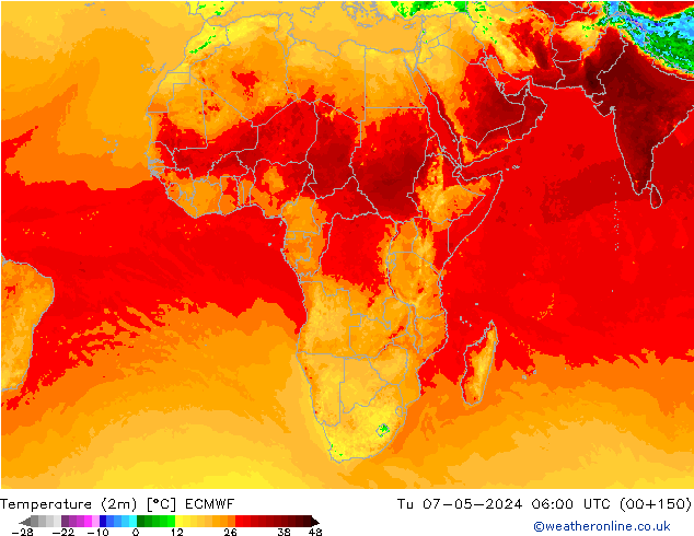 Sıcaklık Haritası (2m) ECMWF Sa 07.05.2024 06 UTC