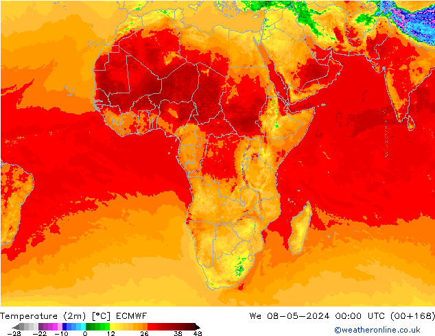 Temperaturkarte (2m) ECMWF Mi 08.05.2024 00 UTC