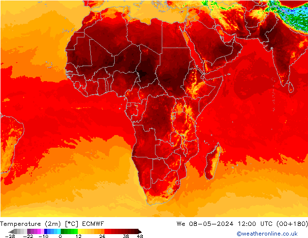 température (2m) ECMWF mer 08.05.2024 12 UTC